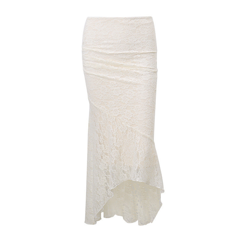 Graceful Tube Top Lace Up Lace Tophigh Waist Two-way Lace Fishtail Skirt - Bellarte Enchanté Graceful Tube Top Lace Up Lace Tophigh Waist Two-way Lace Fishtail Skirt
